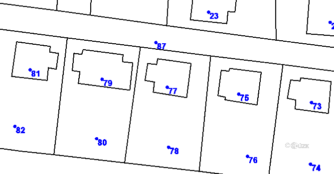 Parcela st. 77 v KÚ Zubří, Katastrální mapa