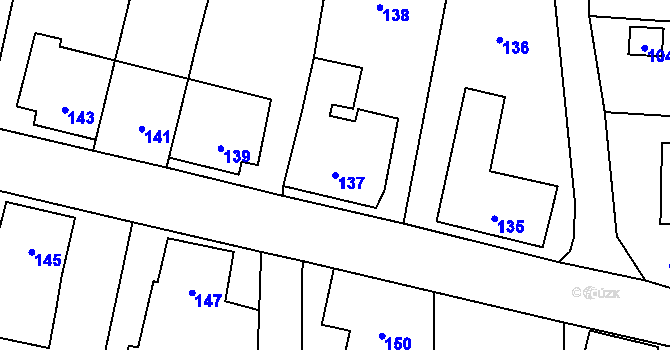 Parcela st. 137 v KÚ Zubří, Katastrální mapa