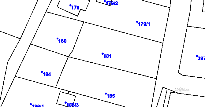 Parcela st. 181 v KÚ Zubří, Katastrální mapa