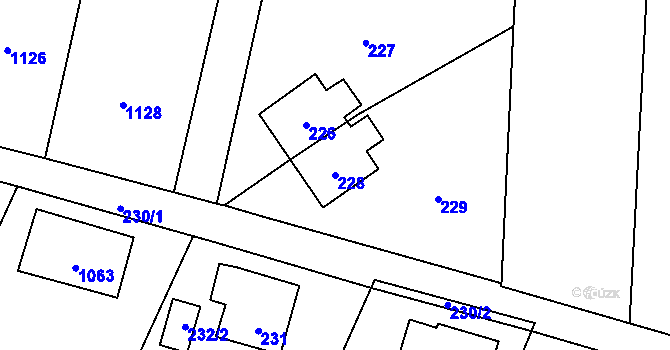 Parcela st. 228 v KÚ Zubří, Katastrální mapa