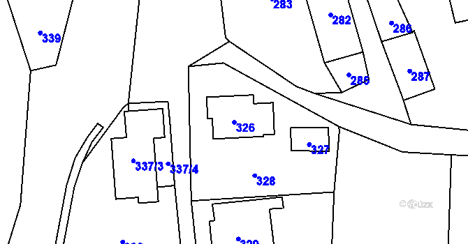 Parcela st. 326 v KÚ Zubří, Katastrální mapa