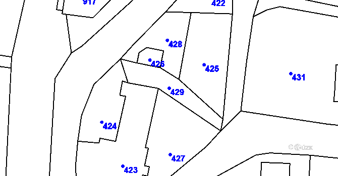 Parcela st. 429 v KÚ Zubří, Katastrální mapa