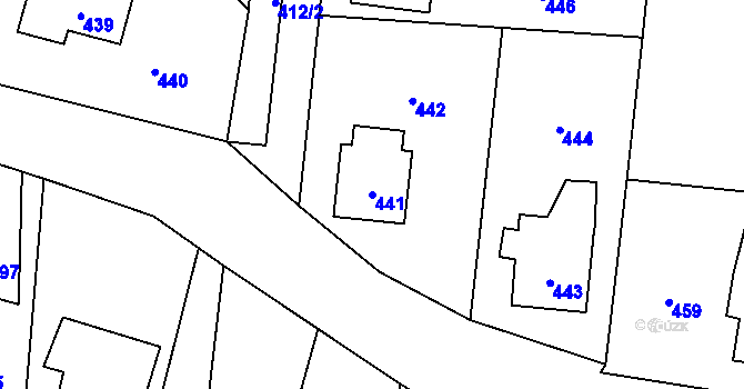Parcela st. 441 v KÚ Zubří, Katastrální mapa
