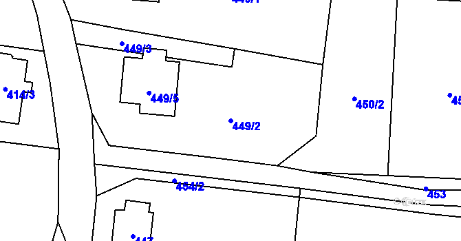 Parcela st. 449/2 v KÚ Zubří, Katastrální mapa
