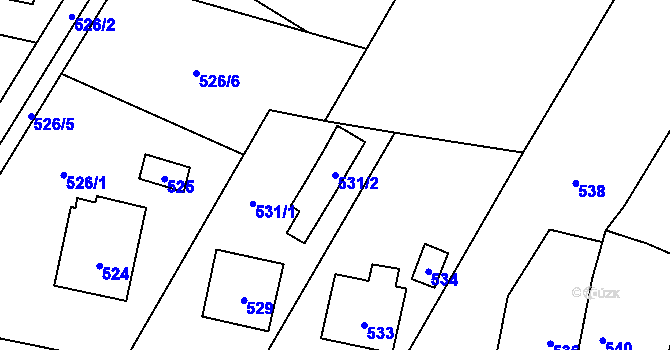 Parcela st. 531/2 v KÚ Zubří, Katastrální mapa