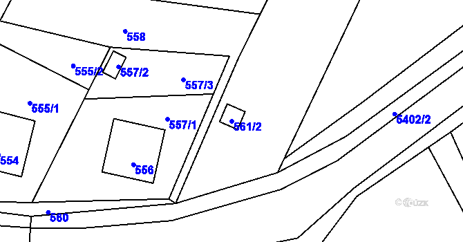 Parcela st. 561/2 v KÚ Zubří, Katastrální mapa