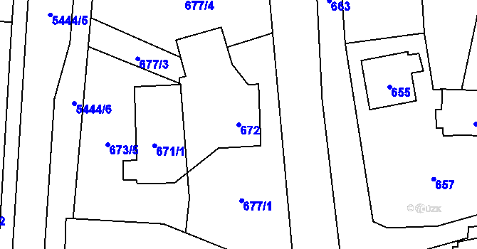 Parcela st. 672 v KÚ Zubří, Katastrální mapa