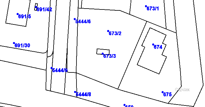 Parcela st. 673/3 v KÚ Zubří, Katastrální mapa