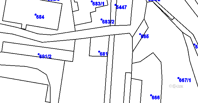 Parcela st. 681 v KÚ Zubří, Katastrální mapa