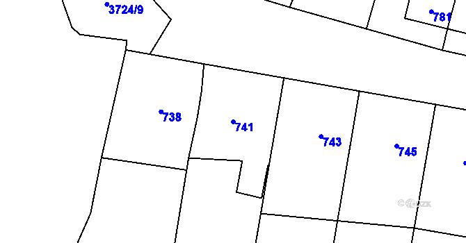 Parcela st. 741 v KÚ Zubří, Katastrální mapa