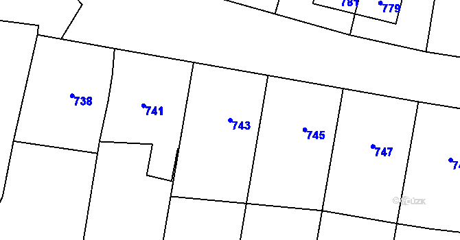 Parcela st. 743 v KÚ Zubří, Katastrální mapa