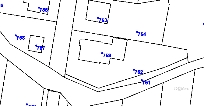 Parcela st. 759 v KÚ Zubří, Katastrální mapa