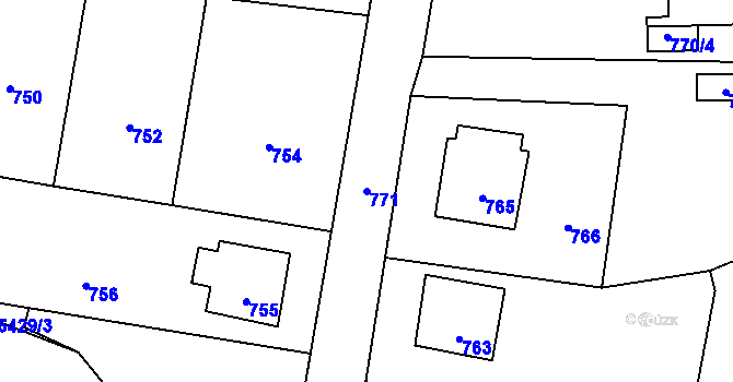 Parcela st. 771 v KÚ Zubří, Katastrální mapa