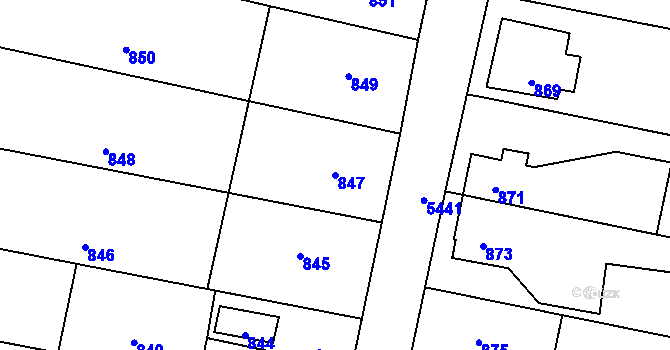 Parcela st. 847 v KÚ Zubří, Katastrální mapa