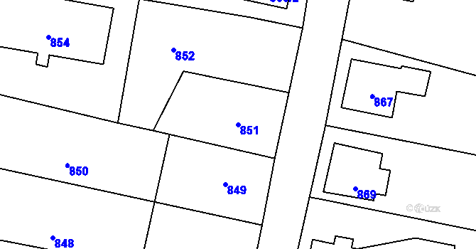 Parcela st. 851 v KÚ Zubří, Katastrální mapa