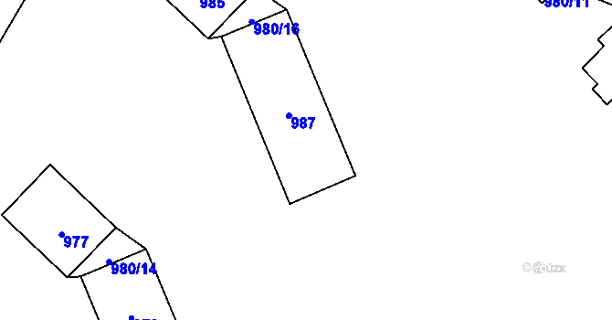 Parcela st. 987 v KÚ Zubří, Katastrální mapa