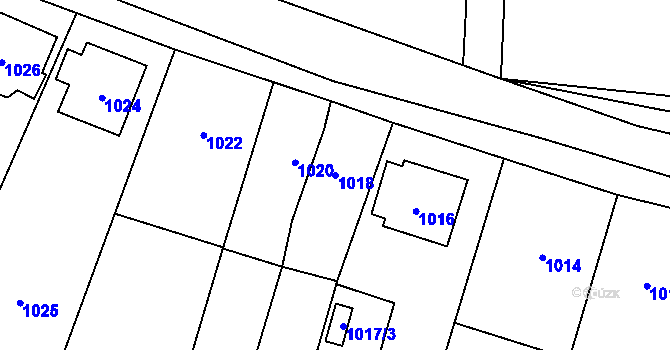 Parcela st. 1018 v KÚ Zubří, Katastrální mapa