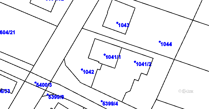 Parcela st. 1041/1 v KÚ Zubří, Katastrální mapa