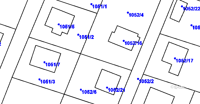 Parcela st. 1052/5 v KÚ Zubří, Katastrální mapa