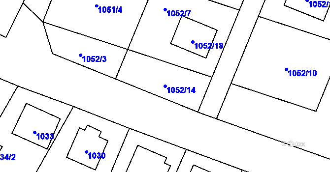 Parcela st. 1052/14 v KÚ Zubří, Katastrální mapa