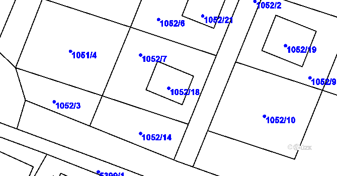 Parcela st. 1052/18 v KÚ Zubří, Katastrální mapa