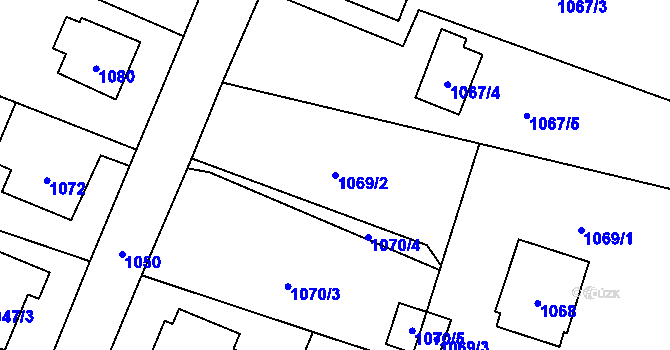 Parcela st. 1069/2 v KÚ Zubří, Katastrální mapa