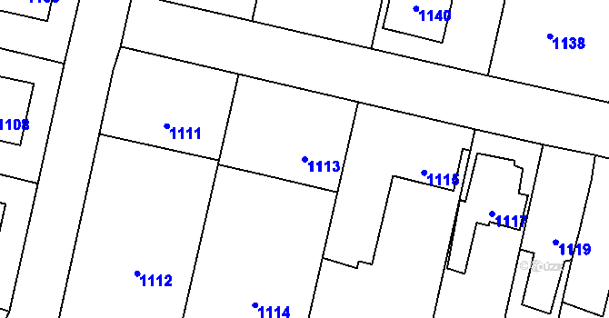 Parcela st. 1113 v KÚ Zubří, Katastrální mapa