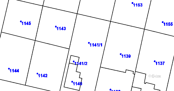 Parcela st. 1141 v KÚ Zubří, Katastrální mapa