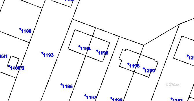Parcela st. 1196 v KÚ Zubří, Katastrální mapa