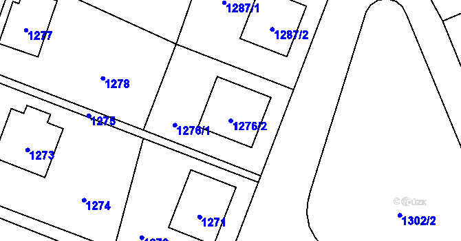 Parcela st. 1276/2 v KÚ Zubří, Katastrální mapa