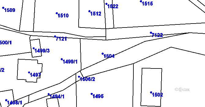 Parcela st. 1504 v KÚ Zubří, Katastrální mapa