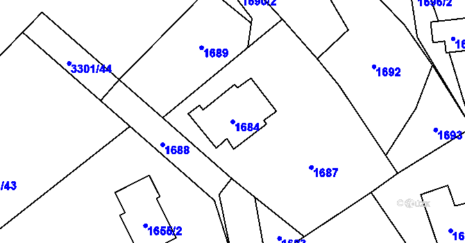 Parcela st. 1684 v KÚ Zubří, Katastrální mapa