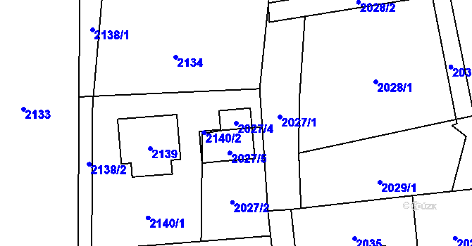 Parcela st. 2027/4 v KÚ Zubří, Katastrální mapa