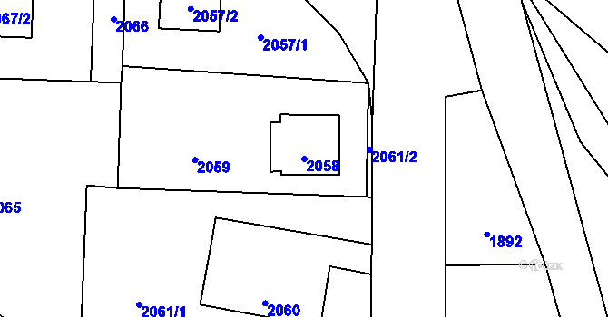 Parcela st. 2058 v KÚ Zubří, Katastrální mapa