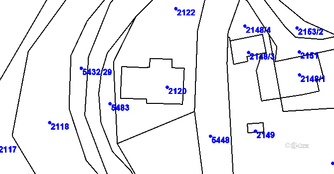 Parcela st. 2120 v KÚ Zubří, Katastrální mapa