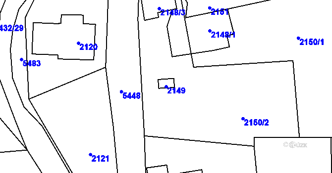 Parcela st. 2149 v KÚ Zubří, Katastrální mapa