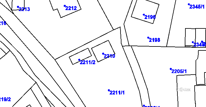 Parcela st. 2210 v KÚ Zubří, Katastrální mapa