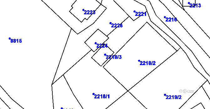 Parcela st. 2218/3 v KÚ Zubří, Katastrální mapa