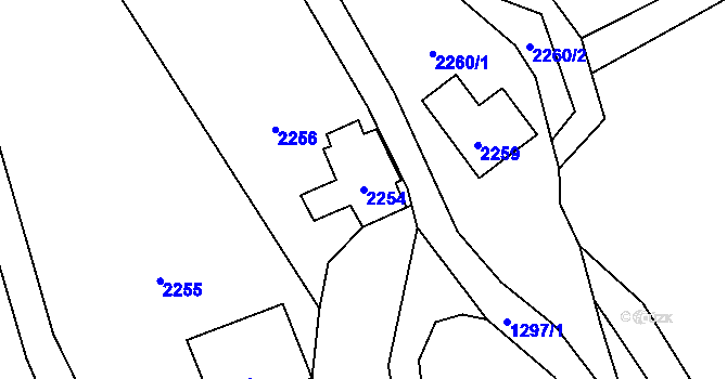 Parcela st. 2254 v KÚ Zubří, Katastrální mapa