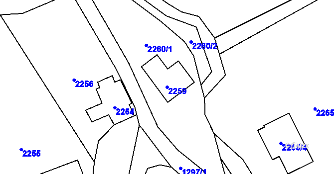 Parcela st. 2259 v KÚ Zubří, Katastrální mapa