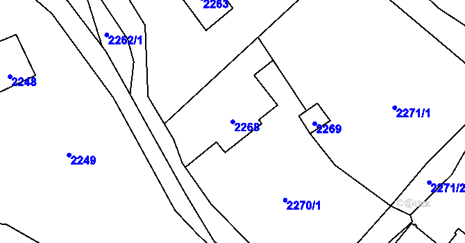 Parcela st. 2268 v KÚ Zubří, Katastrální mapa