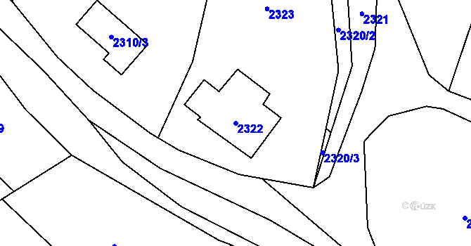 Parcela st. 2322 v KÚ Zubří, Katastrální mapa