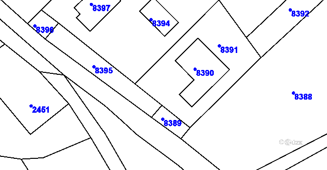 Parcela st. 2444/1 v KÚ Zubří, Katastrální mapa