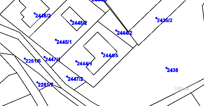 Parcela st. 2444/5 v KÚ Zubří, Katastrální mapa