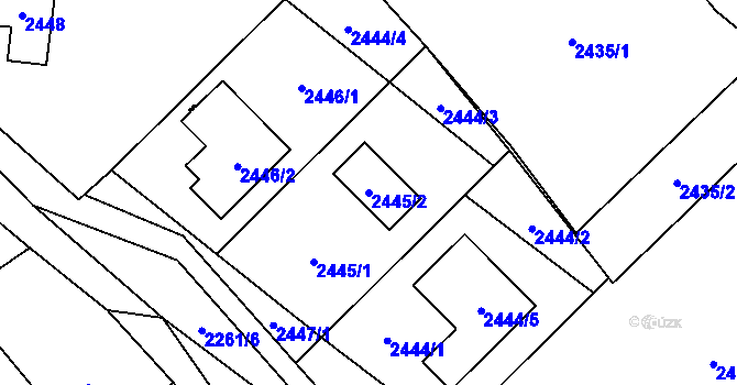Parcela st. 2445/2 v KÚ Zubří, Katastrální mapa
