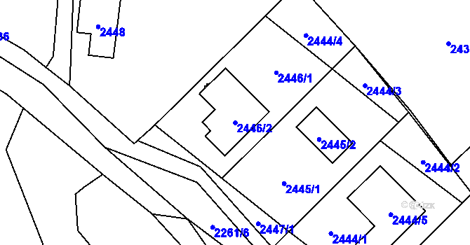 Parcela st. 2446/2 v KÚ Zubří, Katastrální mapa