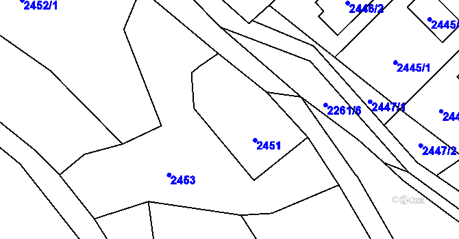 Parcela st. 2451 v KÚ Zubří, Katastrální mapa