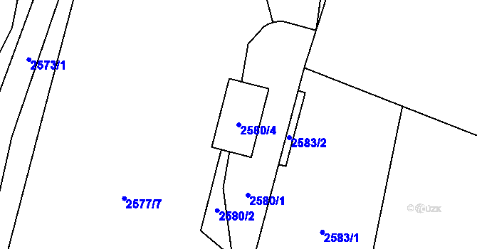 Parcela st. 2580/4 v KÚ Zubří, Katastrální mapa