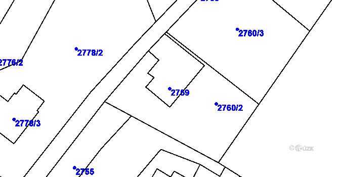Parcela st. 2759 v KÚ Zubří, Katastrální mapa
