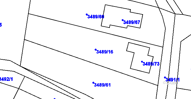 Parcela st. 3489/16 v KÚ Zubří, Katastrální mapa